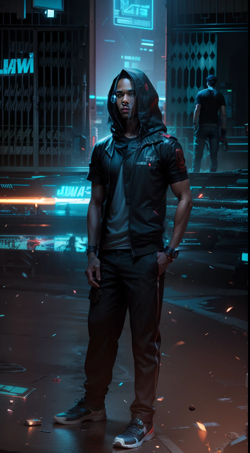 Change background,like jawan movie poster,cyberpunk handsome boy, realistic face, ak, ultra realistic,8k