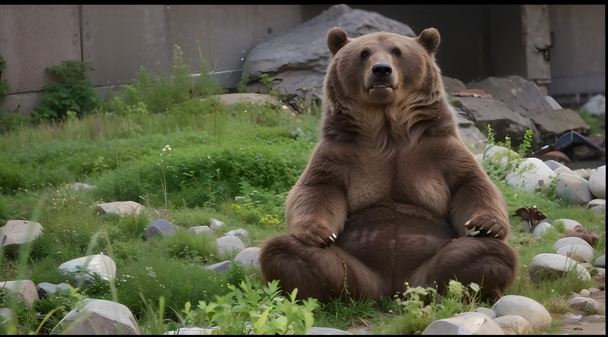 (((((((hyper realistic super detailed)))),(((((16k))))), (Insanely detailed),Wild big fat obese feral polar bear is sitting on the meadow,The sheath spread over the fingers,pod juice,testicle
