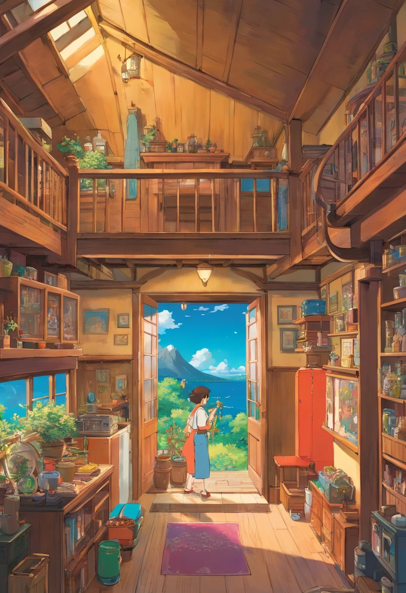 in a house, colorful animation stills, Masami Teraoka, Embry style, Honest portrayal,domestic