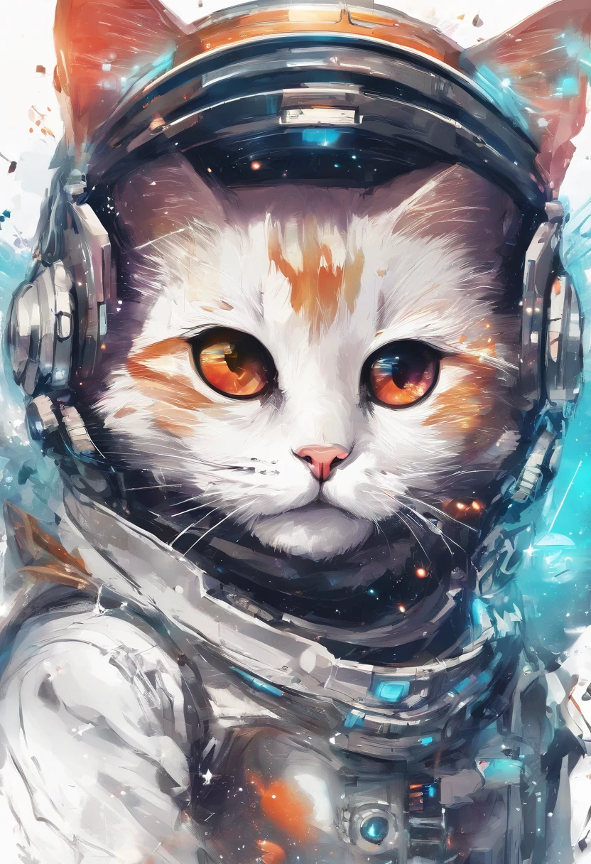 Perfect centering, Cute cat, Wear a student team jacket, Wearing sunglasses, Wearing headphones, cheerfulness, Standing position, Abstract beauty, Centered, Looking at the camera, Facing the camera, nearing perfection, Dynamic, Highly detailed, smooth, Sharp focus, 8K, high definition resolution, illustration, Art by Carne Griffiths and Wadim Kashin, White background