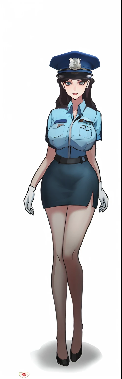 Cartoon picture of a woman in a police uniform, glamorous jill valentine, Yandere. Tall, anya from spy x family, cell shaded adult animation, Full body female, female human body whole body, full body portrait of a short!, cel - shaded art style, mayuri shiina from steins gate, cel shaded anime, clean cel shaded, Full body picture