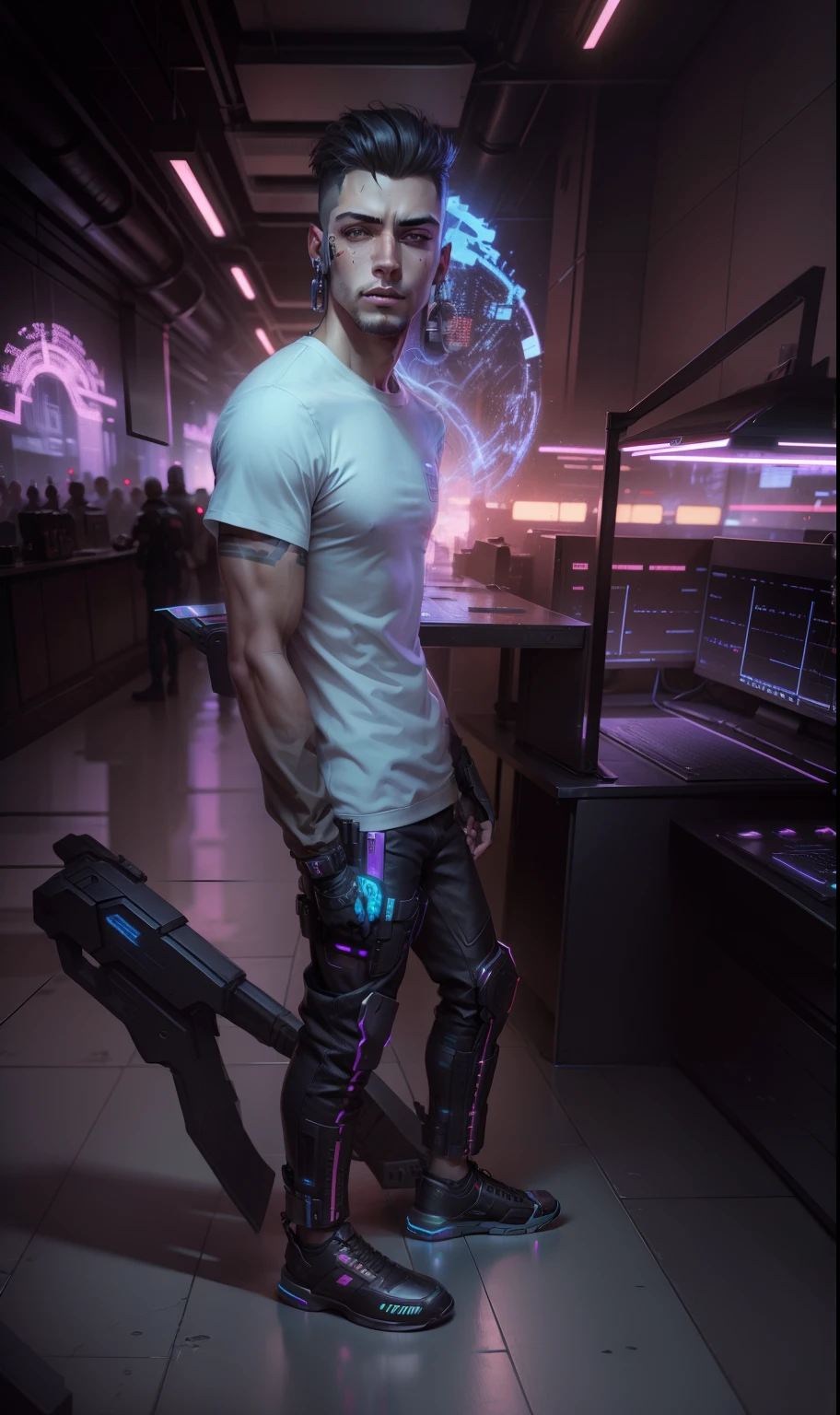 Change background cyberpunk handsome boy, realistic face, 8k, ultra realistic,
