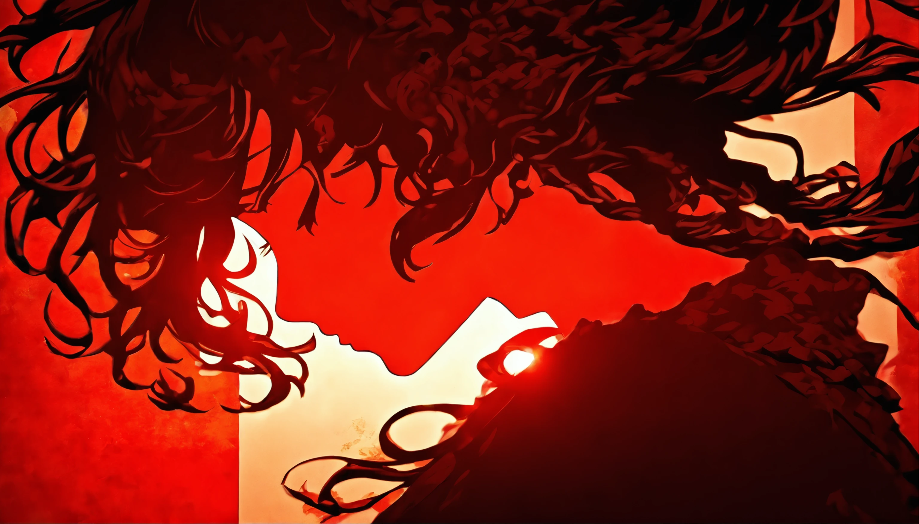 (Silhouette Art,cutouts:1.6)
(((Paper cutting art,A world where only black exists:1.3)
(Cowboy Shot),1 girl,Solo,
(Kimono Girl,profile:1.2),white, Clear and beautiful face,
BREAK
(Red love)
Textured glass background,
