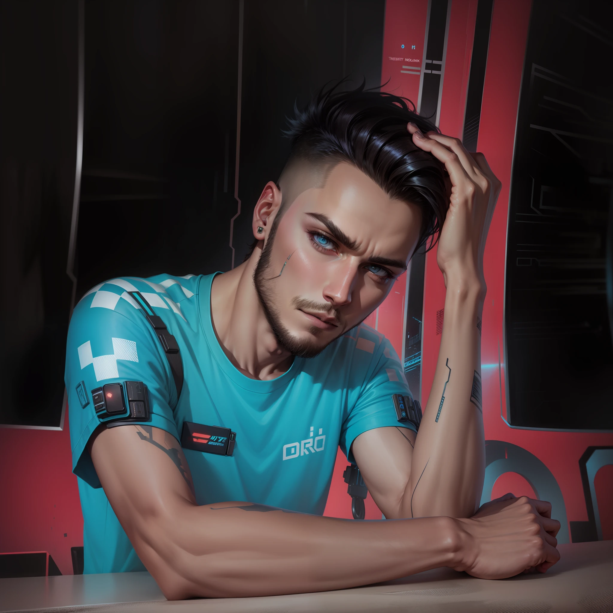 Change background cyberpunk handsome boy, realistic face, 8k, ultra realistic,