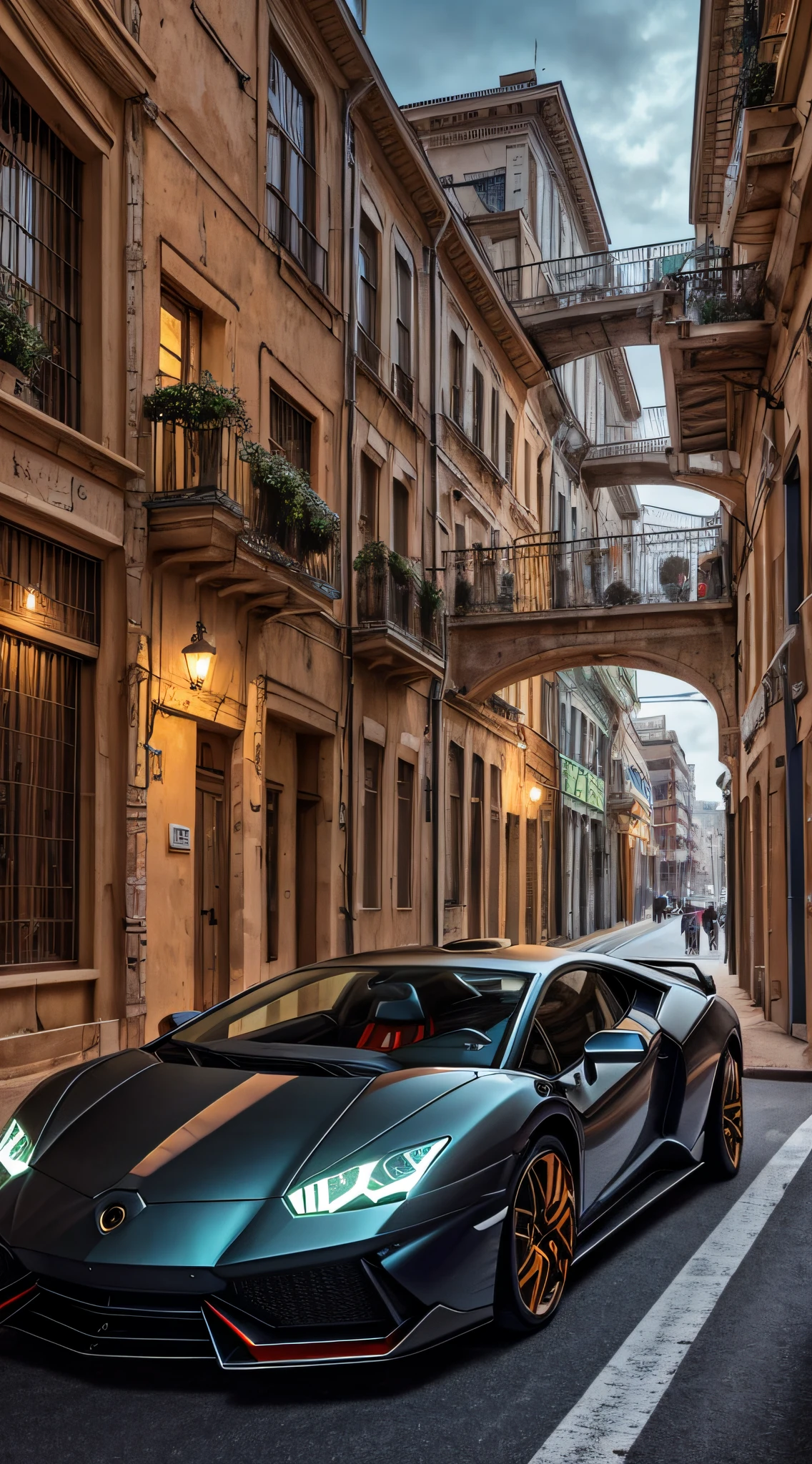 （RAW photos：1.2），（realisticlying：1.4），（masterpaintings：1.3），（Best Quority：1.4），ultra-high-resolution，HDR，8K分辨率，Chrono Science and Technology City，Lamborghini，