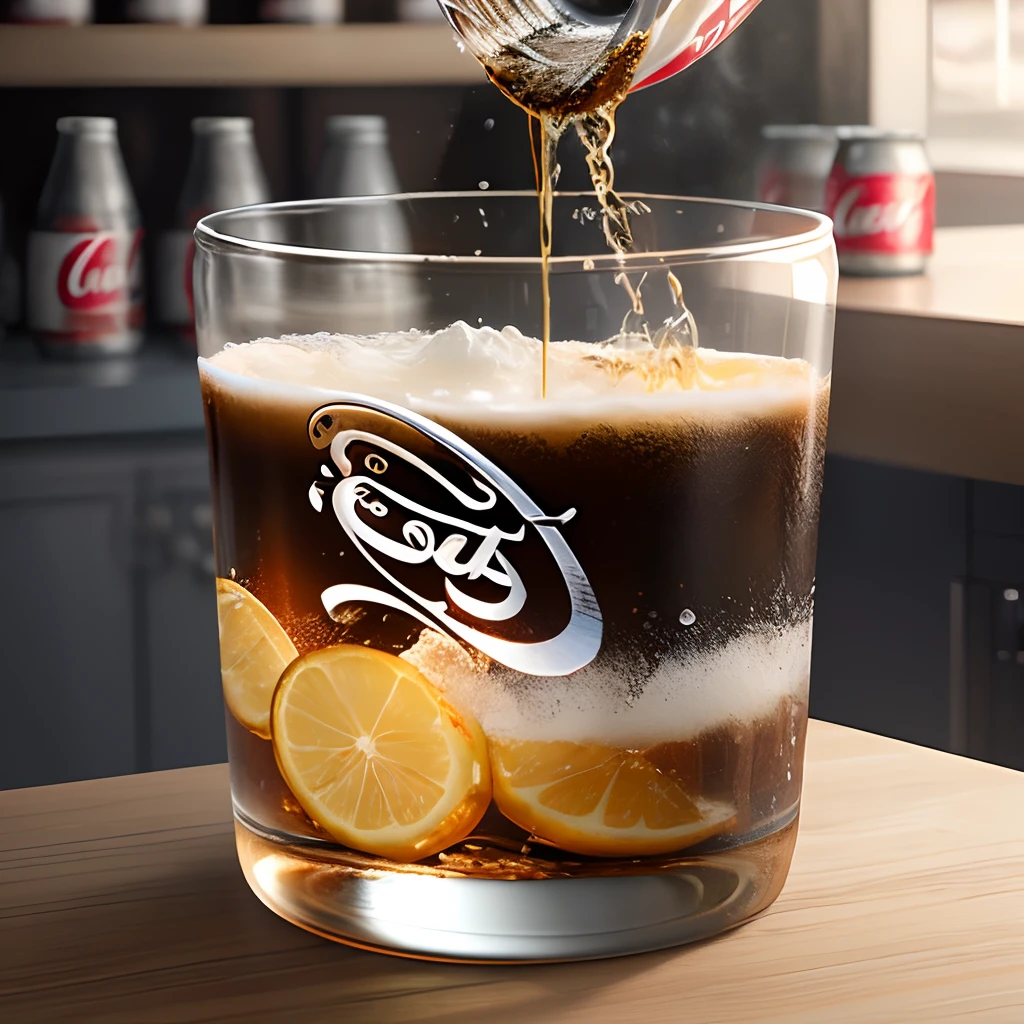 Create ultrarealistic 8k product design and rendering coke can splitting coke in to glass to attract clients