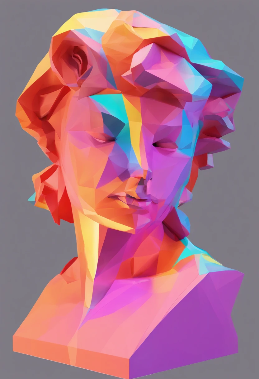Close-up of a statue of a woman, Colorful classical statues, greek godness portrait sculpture, Classical art, bust with a beautiful neck, Escultura Michelangelo, classicism artstyle,Paper cut art style, Neon candy color, Simple, Stylish, Bright.。.。.。.。.3D, Redshift, Arnold renderer, High detail, High quality,Candy color 8K