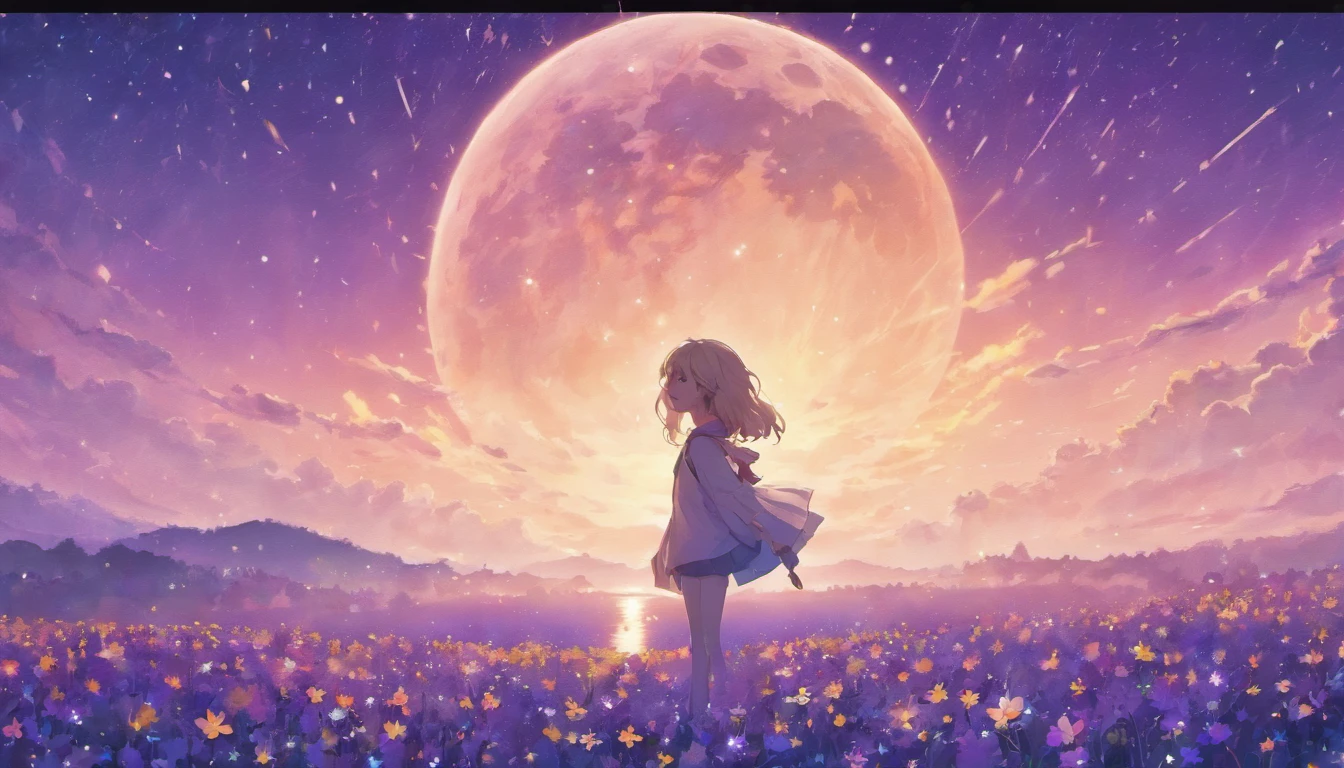 dream colors,tmasterpiece,the detail,starryskybackground,Clouds,Light and shadow effects,film effect,Rich in color,((A couple)),Embrace each other,((((In kissing)))),Petals rained down,Full moon night,Blooming with flowers,blurryforeground,Depth of field effect,A half body