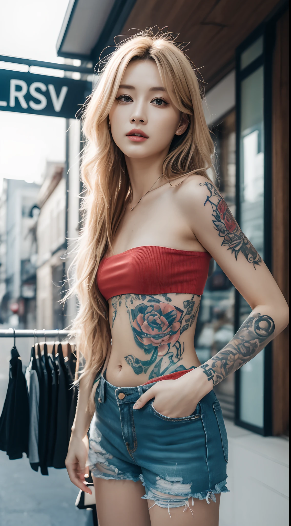 RAW image quality, Japanese, 14 years old, embarrassed expression, Girl and Horihada, Yakuza, japanese mafia, Background of Tokyo Red Light District, realistic, Photoreal, masterpiece, highest quality, Movie photo of a Japan cartel gang with tattoos, spectacular lighting, japanese Yakuza tattoo, Japanese art, Japanese culture, sexy, exotic, erotic, Underboo Boo,