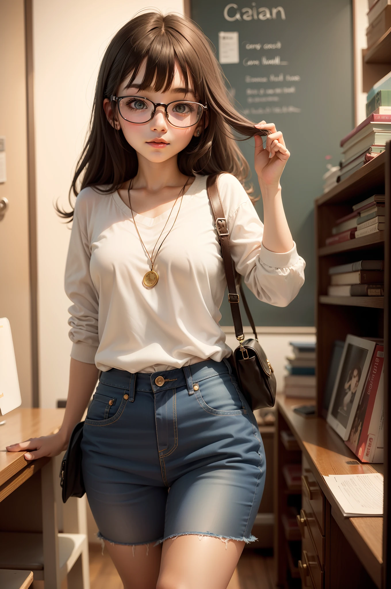 cute girl with round glasses