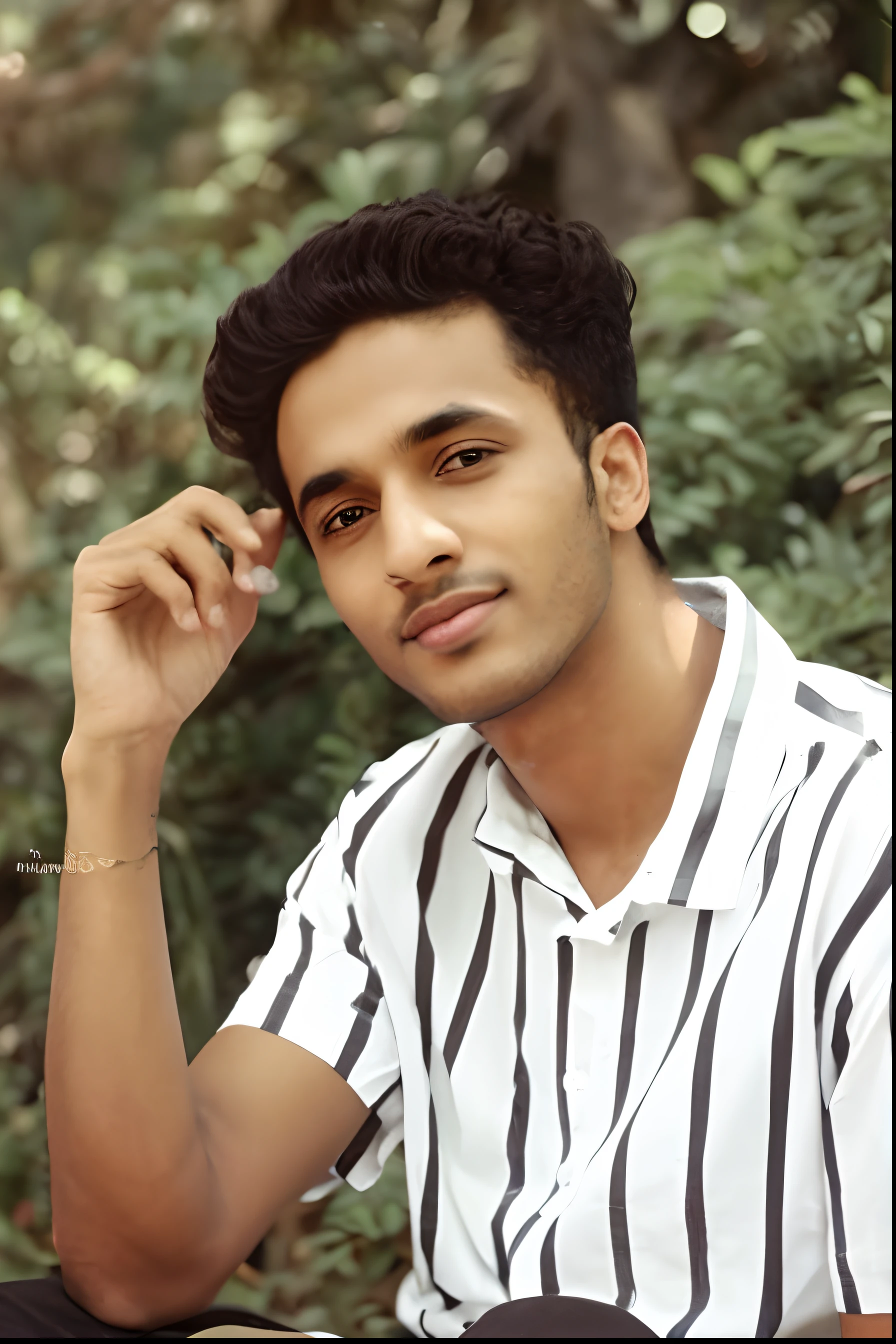 arafed man sitting on a bench in a park with a hand on his head, portait photo profile picture, jayison devadas, riyahd cassiem, by Max Dauthendey, profile pic, headshot profile picture, facebook post, mohamed chahin, jayison devadas style, ayan nag, high quality portrait, mohamed chahin style