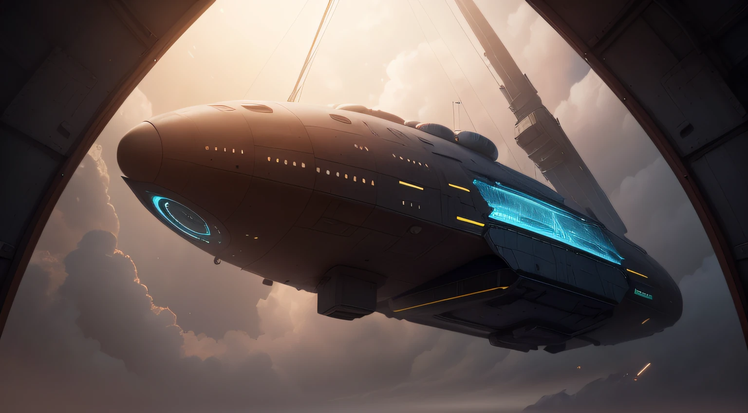 Научно-фантастический корабль Drop Ship Om The Roof, close-up view