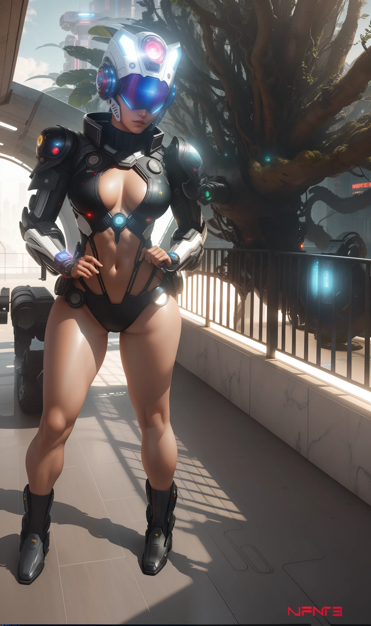 Bruja Escarlata de Marvel Photography, biomechanics, con casco ciborginspirate que la culata el rostro, Futuristic and very intricate hull design, pantalones muy ajustados, shiny latex, todo brilla como si estuviese mojado, robot complejo, crecimiento completo, hiperrealista, insane small details, Extremely clean lines, aesthetic cyberpunk, una obra maestra presentada en Zbrush Central