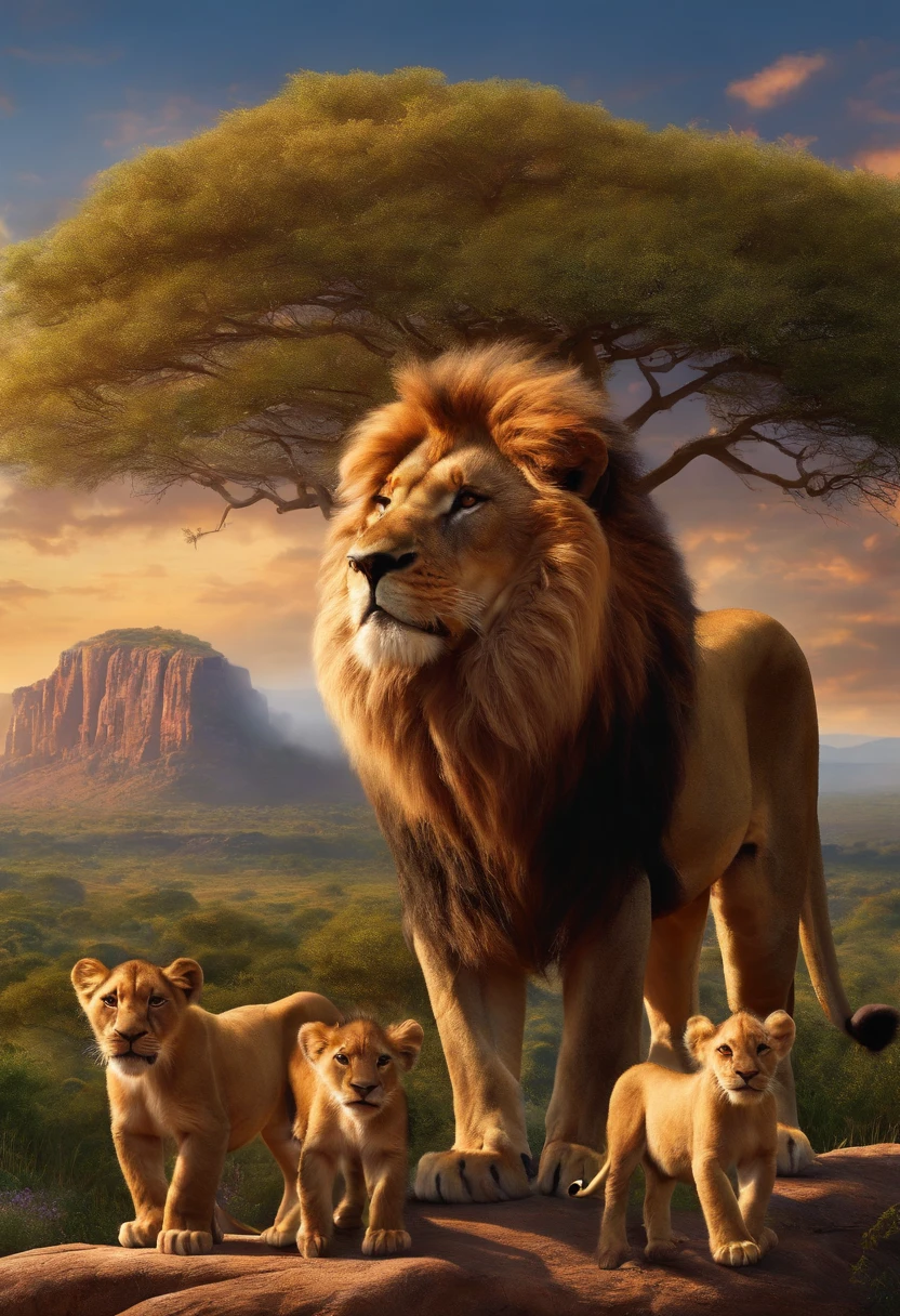 The Lion King with his wife and cubs