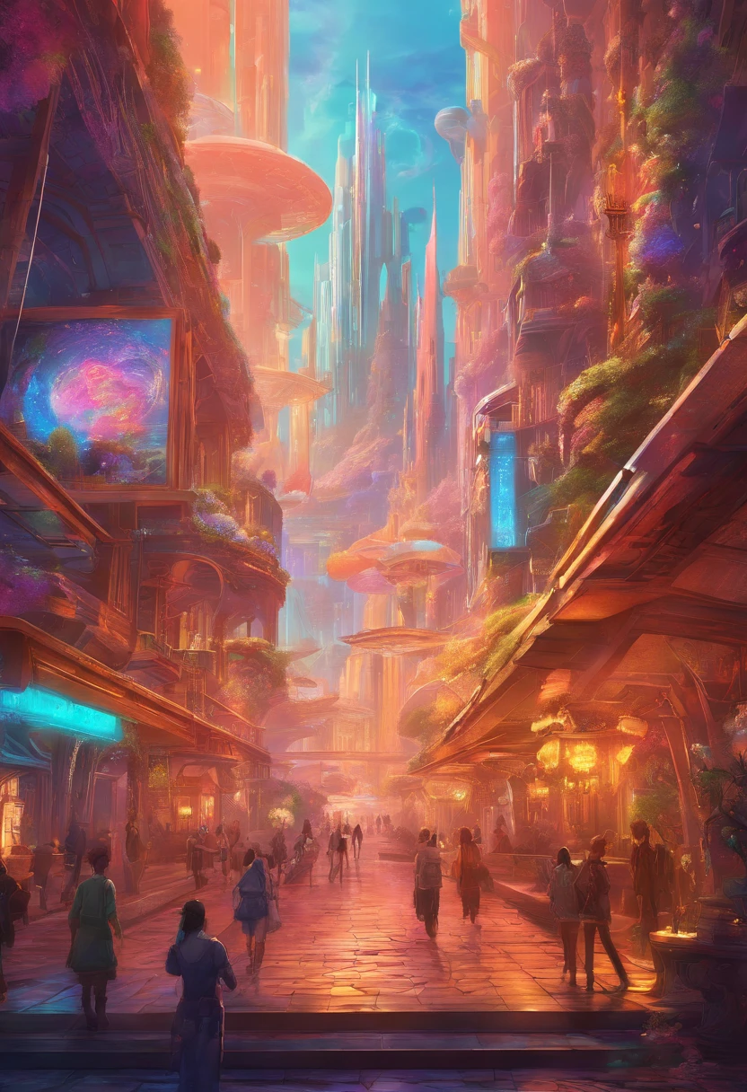 City of Progress、Futuristic cities、World of Cyberpunk、Great color with gloss、Thriving Neon Building、Highly detailed HDR、Perfect、The perfect world、Reflective surfaces、Underground scattering、Beyond imagination、8K、Global Illumination、wide angles、World of Dreams