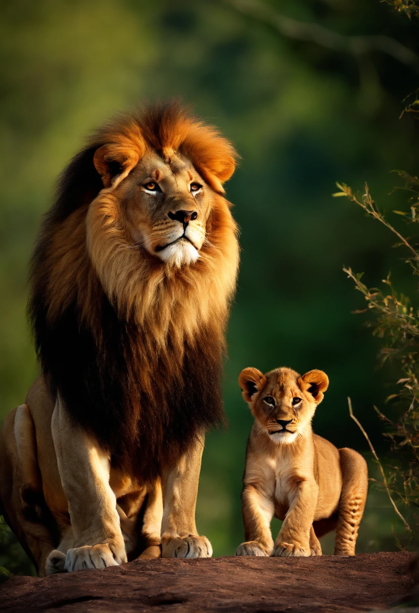 Lion couple with cubs