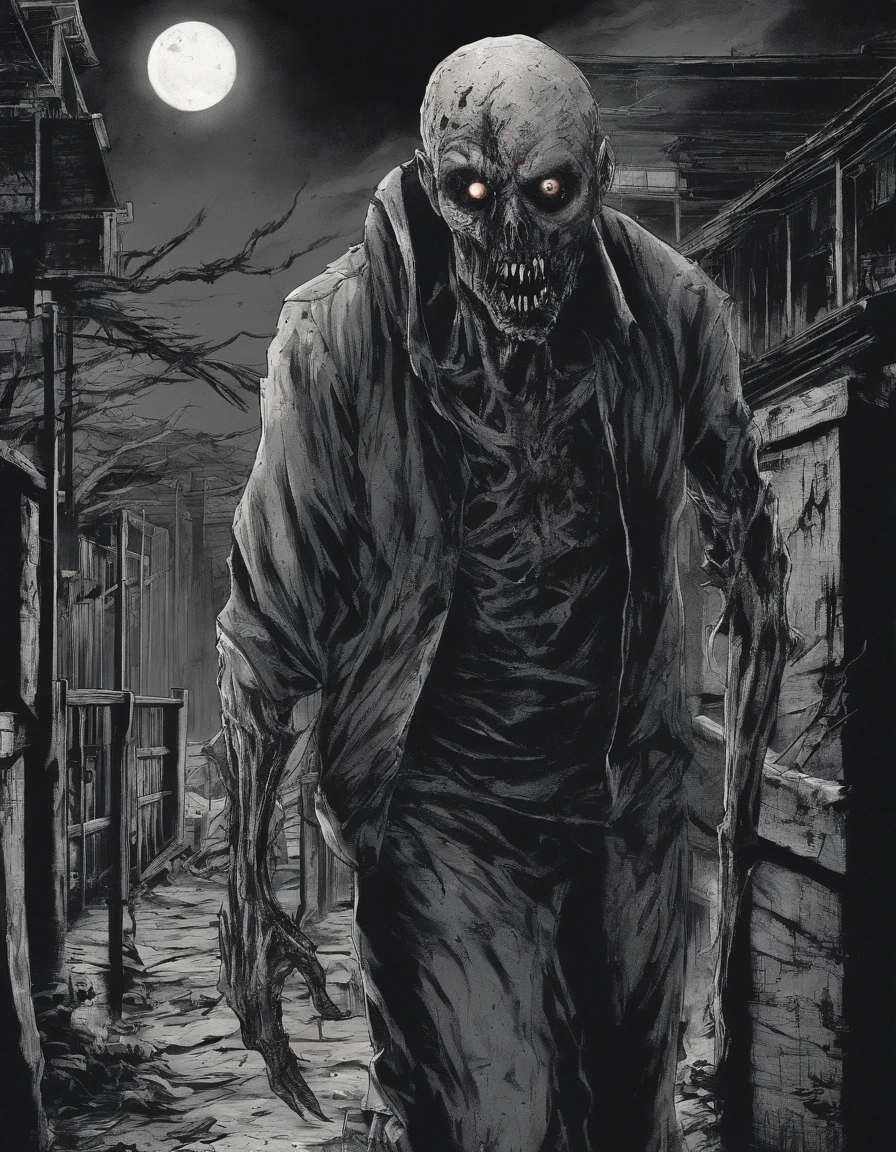 zombie poster for the manga by san suzumiya, in the style of realistic chiaroscuro, mysterious nocturnal scenes, colorful animation stills, contemporary chinese art, cryptid academia, exaggerated expressions, blink-and-you-miss-it detai