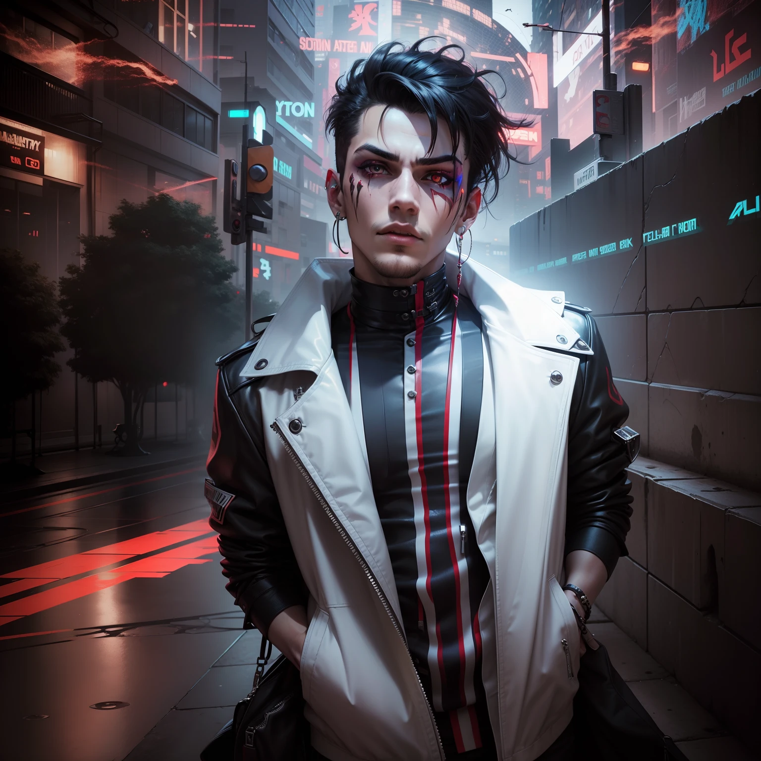 Devil face change background stylish boy cyberpunk
