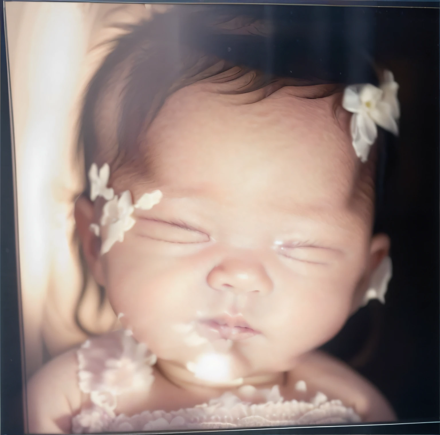 ((((Baby photos))))extremely high quality scan,1200 DPI scan,A high resolution,detailed scan,tmasterpiece,8K works,k hd,A cute baby,Delicate facial features,(One-year-old infants),Real interior,Delicate skin texture,The light is focused on the face,With his eyes closed