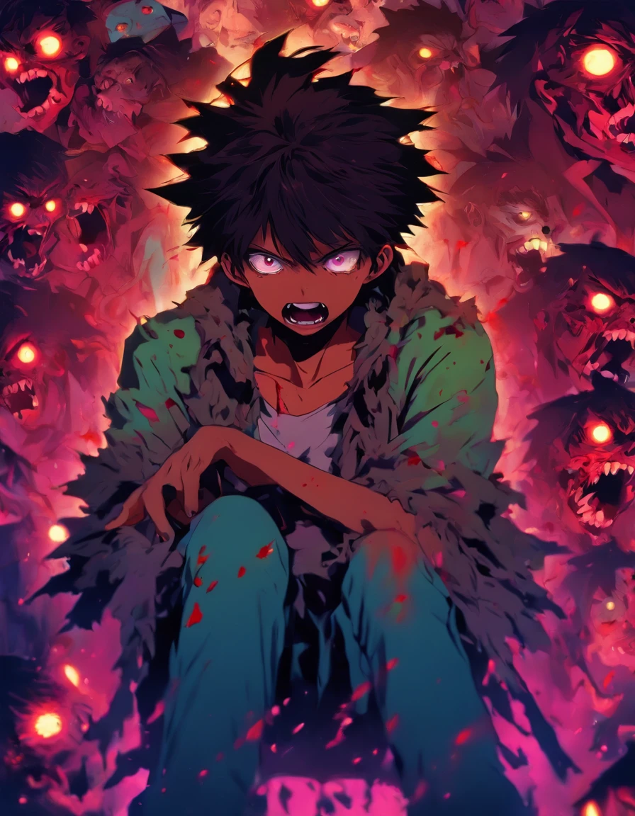 Manga zombie poster by Suzumiya Zo, A style with realistic chiaroscuro, Mysterious night scene, colorful animation stills, Contemporary Chinese art, cryptid academia, Exaggerated expressions, Missed in the blink of an eye