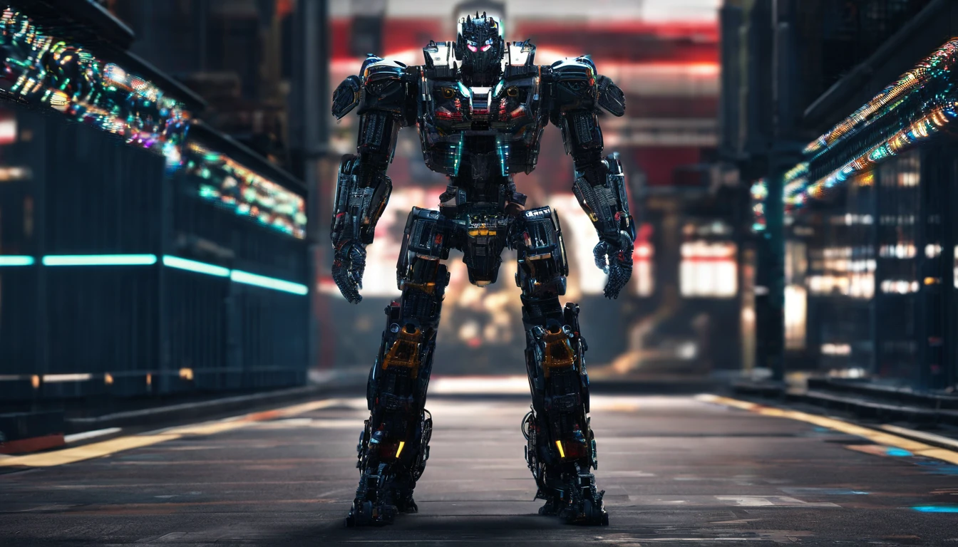 a robot, Walking on the street, Transformers, Autobot,sportrait,Machinary, future warrior,Rich in color
