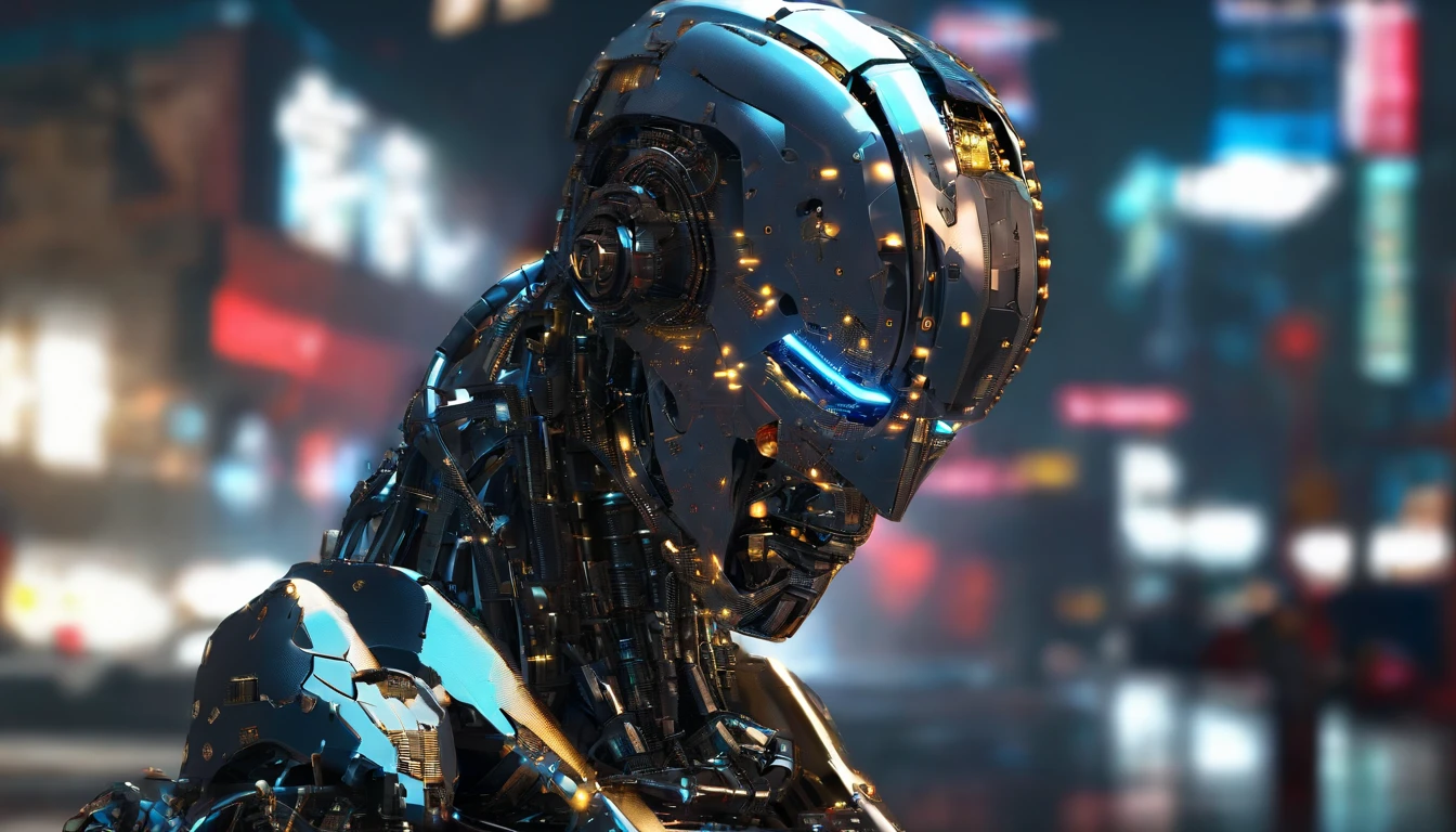 a robot, Walking on the street, Transformers, Autobot,sportrait,Machinary, future warrior,Rich in color