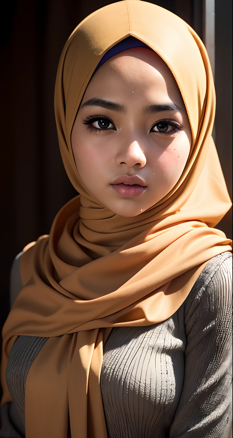Craft an outstanding portrait that celebrates the beauty and individuality of a Malay girl in a hijab. Showcase her personality and story through creative composition and lighting. Use natural light or unique artificial lighting to add depth and character to the portrait. Pay attention to the details of her hijab, clothing, and accessories, highlighting their textures and colors. Encourage the subject to express her emotions and character through her gaze and pose, creating a compelling and empowering portrait that captures her strength and uniqueness.