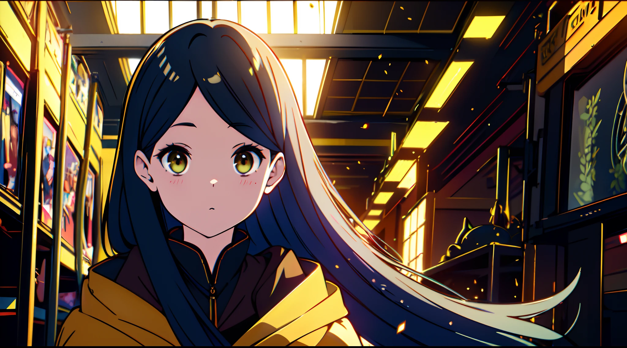 1 mature girl with long blue hair and yellow eyes looking at camera, alone, High detail mature face, long blue hair, golden eyes, dark cloth, yellow cloak, high res, ultra sharp, 8k, masterpiece, looking at viewer, Sharp eyes, magical explosion, fantasy magical building, people ride on the beast, School Dorm, ((Best quality)), ((masterpiece)), 3D, HDR (High Dynamic Range),Ray Tracing, NVIDIA RTX, Super-Resolution, Unreal 5,Subsurface scattering, PBR Texturing, Post-processing, Anisotropic Filtering, Depth-of-field, Maximum clarity and sharpness, Multi-layered textures, Albedo and Specular maps, Surface shading, Accurate simulation of light-material interaction, Perfect proportions, Octane Render, Two-tone lighting, Wide aperture, Low ISO, White balance, Rule of thirds,8K RAW, Aura, masterpiece, best quality, Mysterious expression, magical effects like sparkles or energy, flowing robes or enchanting attire, mechanic creatures or mystical background, rim lighting, side lighting, cinematic light, ultra high res, 8k uhd, film grain, best shadow, delicate, RAW, light particles, detailed skin texture, detailed cloth texture, beautiful face, fighting stance