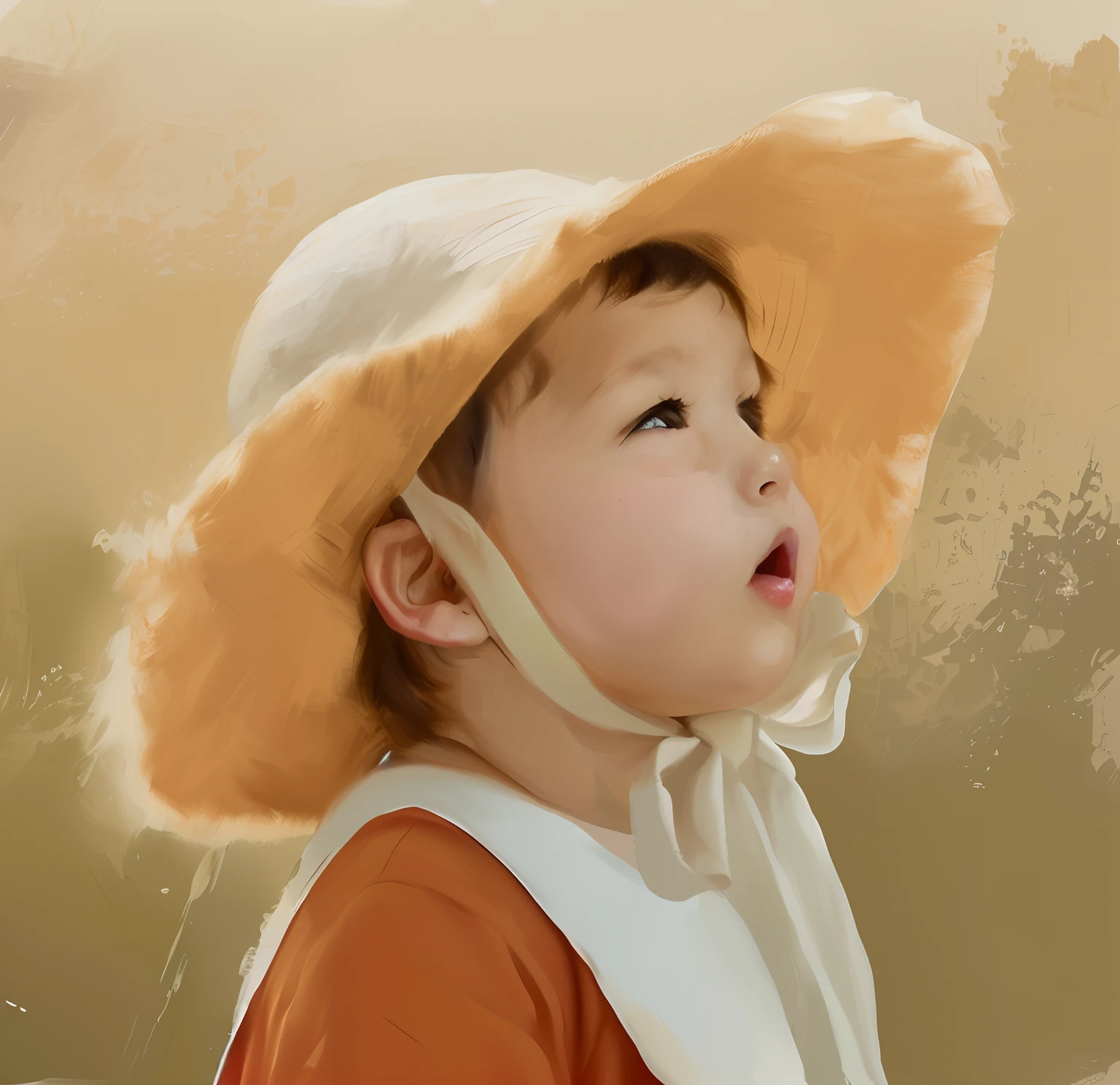 There was a small child with a hat and a bib, lovely digital painting, oil digital painting, digital oil painting, OilPaintStyle, digital art oil painting, digitial painting, soft digital painting, digital oil on canvas, A digital painting, OilPaintStyle, #1 digital paintting of all time, # 1 digital paintting of all time, art digital painting