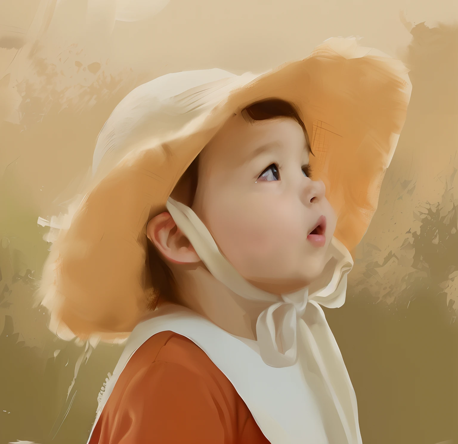 There was a  with a hat and a bib, lovely digital painting, oil digital painting, digital oil painting, OilPaintStyle, digital art oil painting, digitial painting, soft digital painting, digital oil on canvas, A digital painting, OilPaintStyle, #1 digital paintting of all time, # 1 digital paintting of all time, art digital painting