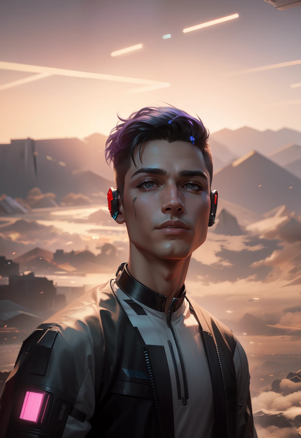 Change background cyberpunk handsome boy, realistic face, 8k, ultra realistic,