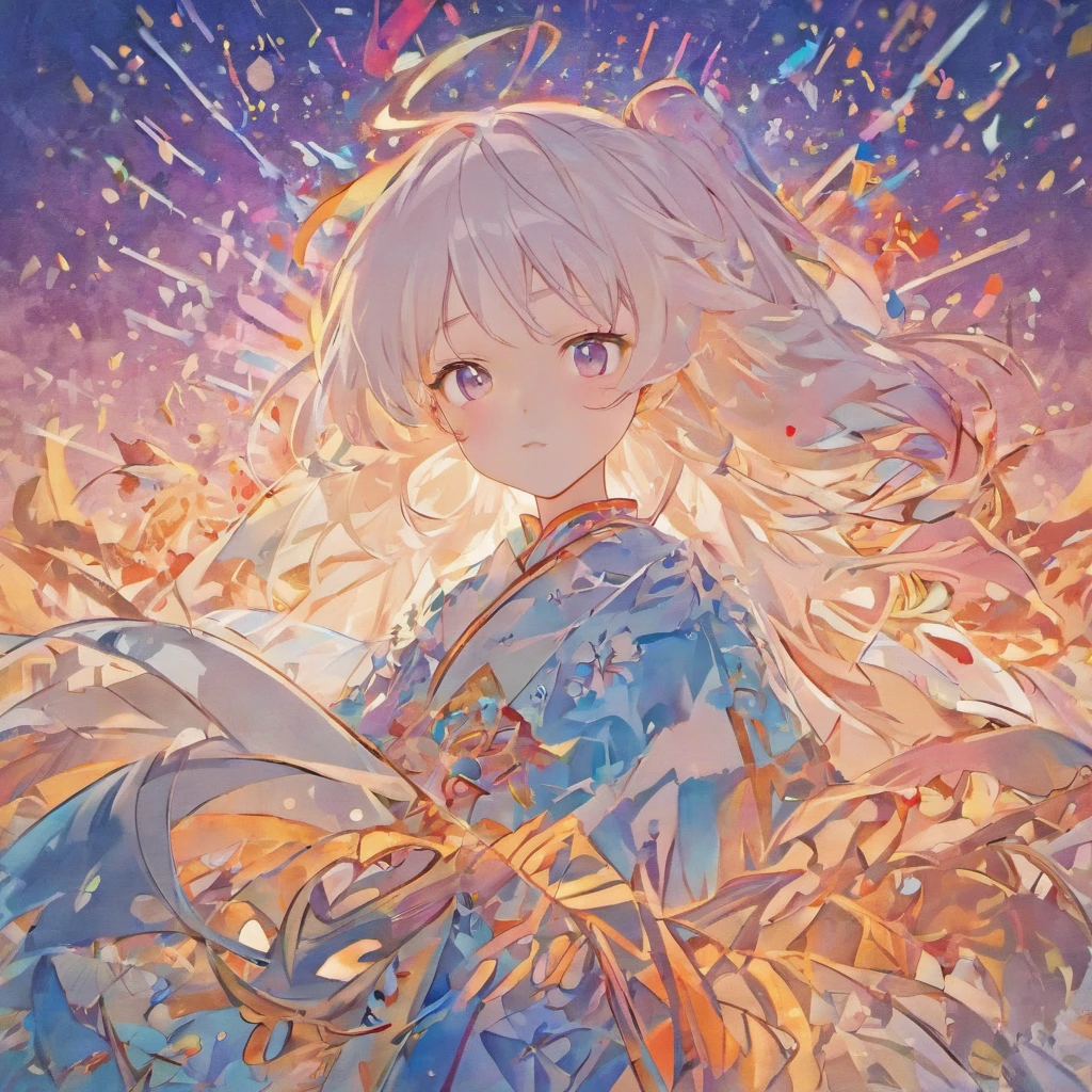 (White background:1.4),(Silhouette of a girl's head, Eyes closed, Colorful long hair, Oriental elements)，(Chinese Illustration:1.3，paper art:1.3, Quilted Paper Art:1.2),( Reasonable design, Clear lines, High Sharpness,Best Quality, Very detailed, masutepiece, Movie Light Effects, 4K )