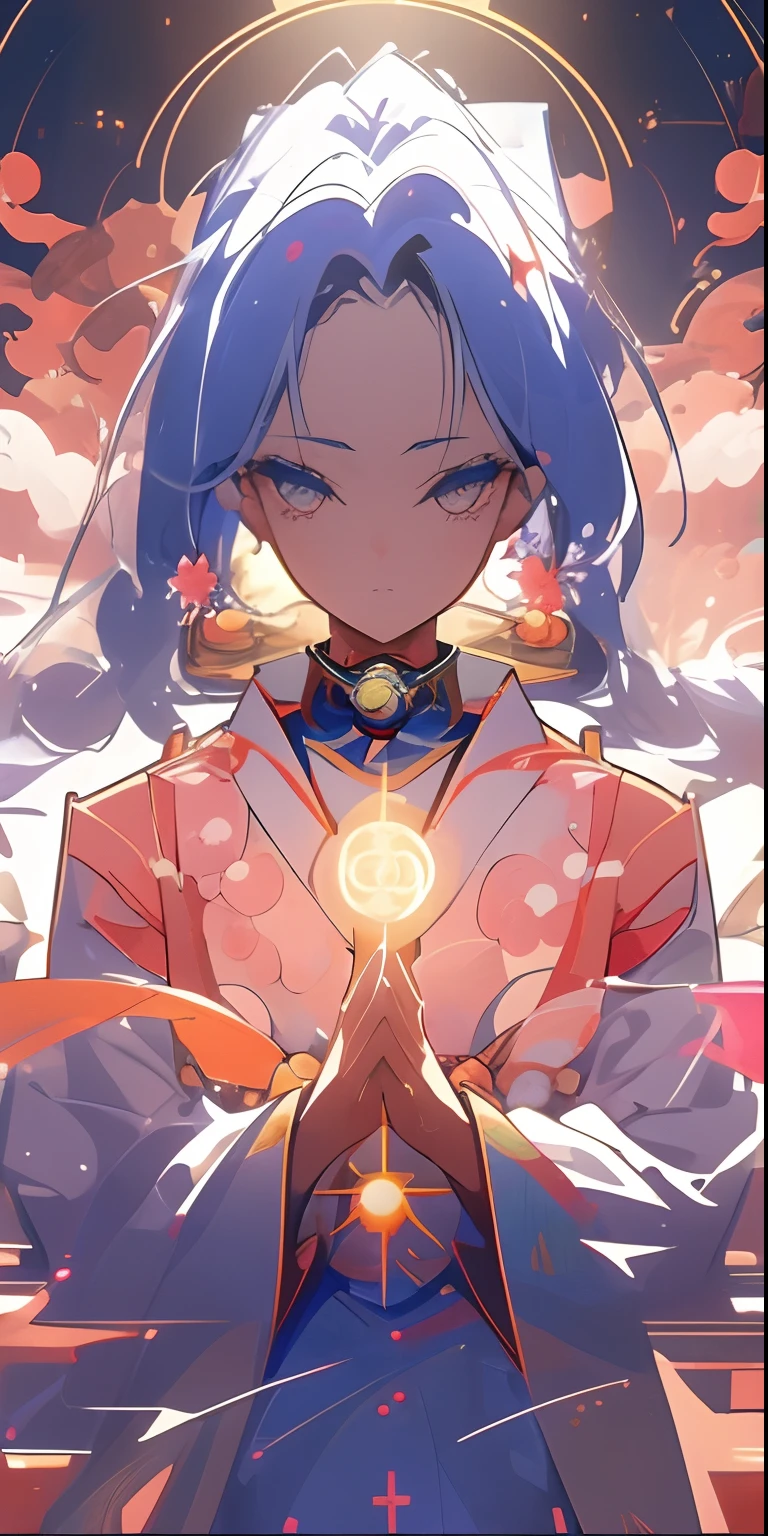 (top-quality, masterpiece), 1girl in, intergalactic, kirakira, Particle, the wind, florals, God of Japan, Eight Million Gods々々々々, Amaterasu、divination、krystal