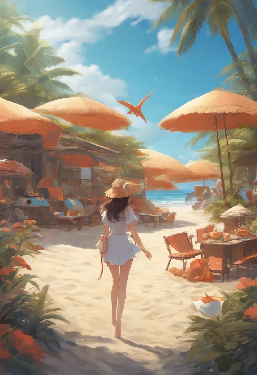 the beach、crab、Anime style、Walking、10 legs