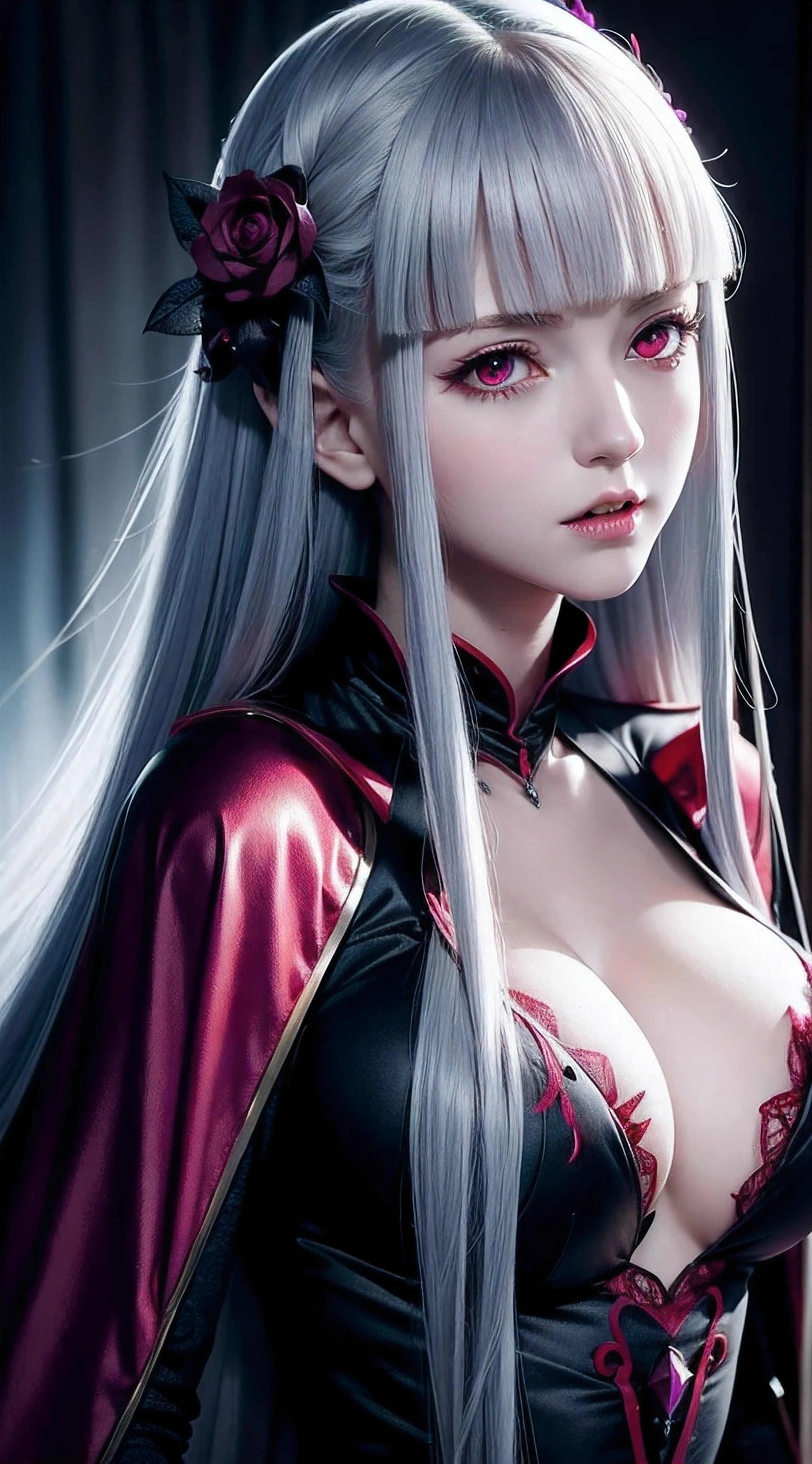 Vampire girl Shalltear Bloodfallen: Overlord anime, best quality, masterpiece, (realistic:1.2), Front, detailed face, (((masterpiece))), (((best quality))),(((extremely detailed))), illustration, mysterious,