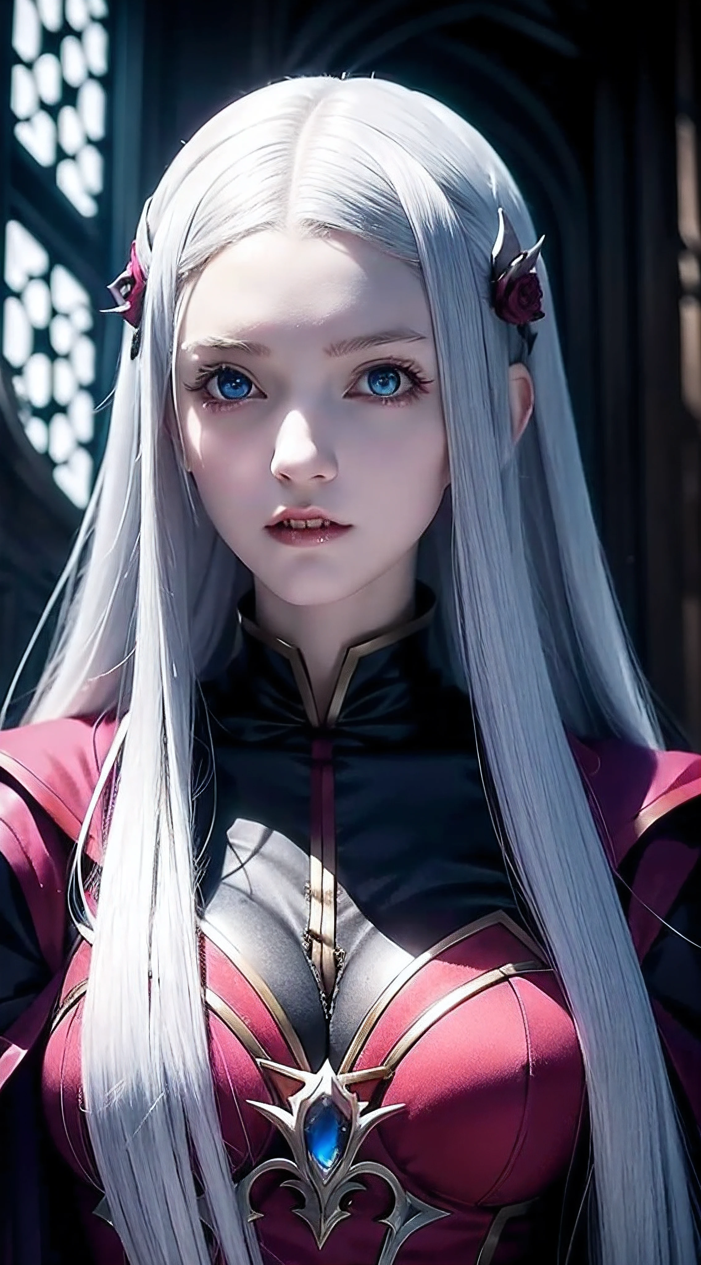 Vampire girl Shalltear Bloodfallen: Overlord anime, best quality, masterpiece, (realistic:1.2), Front, detailed face, (((masterpiece))), (((best quality))),(((extremely detailed))), illustration, mysterious,