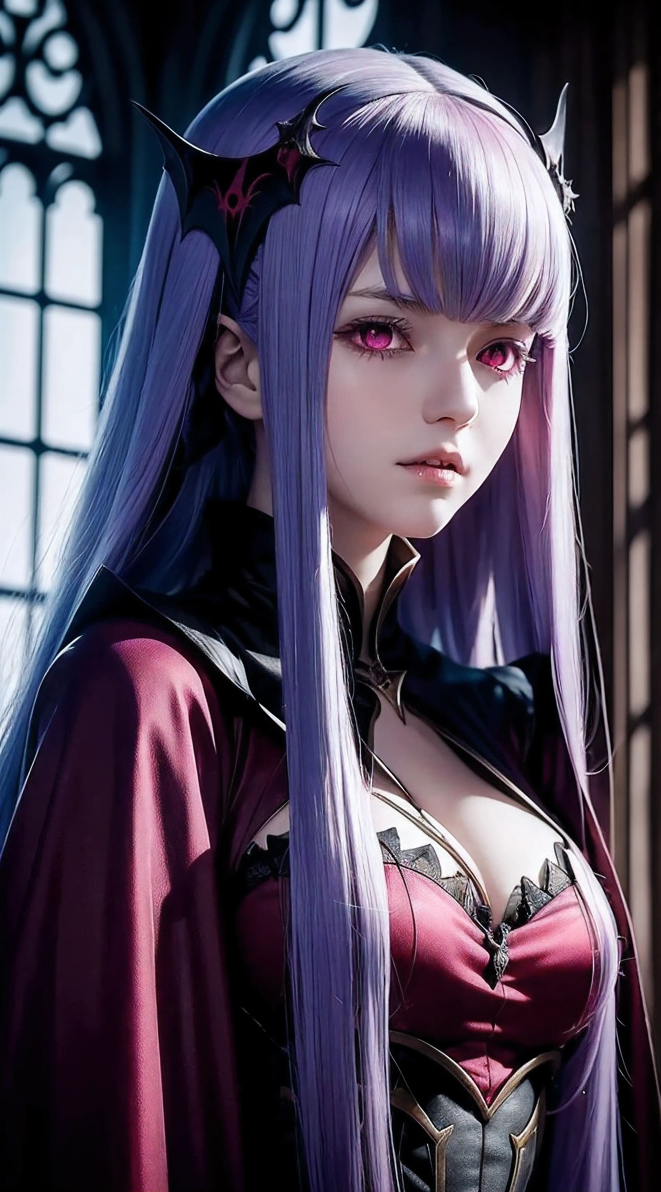 Vampire girl Shalltear Bloodfallen: Overlord anime, best quality, masterpiece, (realistic:1.2), Front, detailed face, (((masterpiece))), (((best quality))),(((extremely detailed))), illustration, mysterious,