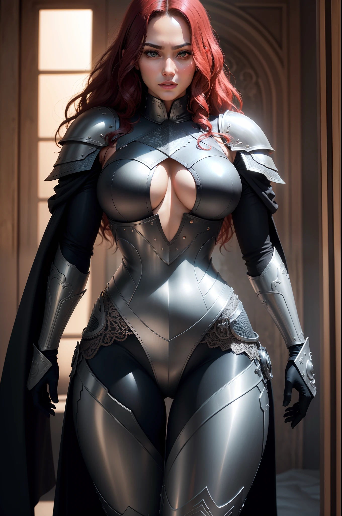 Luxurious jet black big breasts women's chest armor