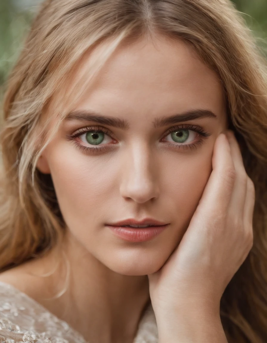 Rubia ojos verdes muy grandes