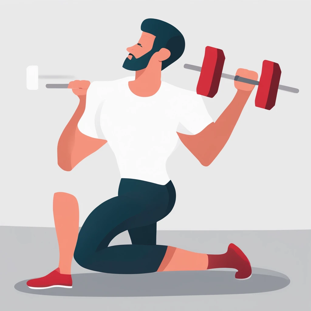 A man is exercising with dumbbells,flatillustration,Ui Illustration,GUI,Maximalism,white backgrounid,Bright color scheme