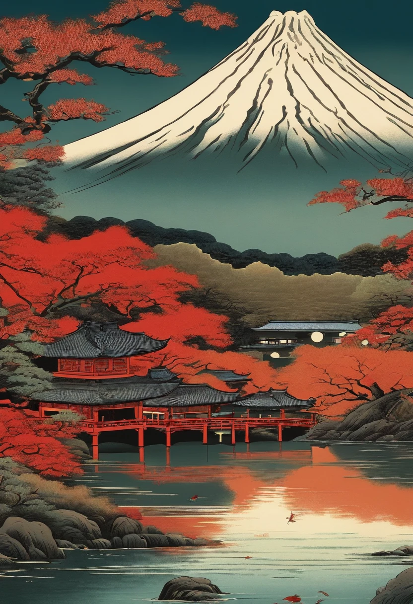 ukiyoe painting　Akafuji