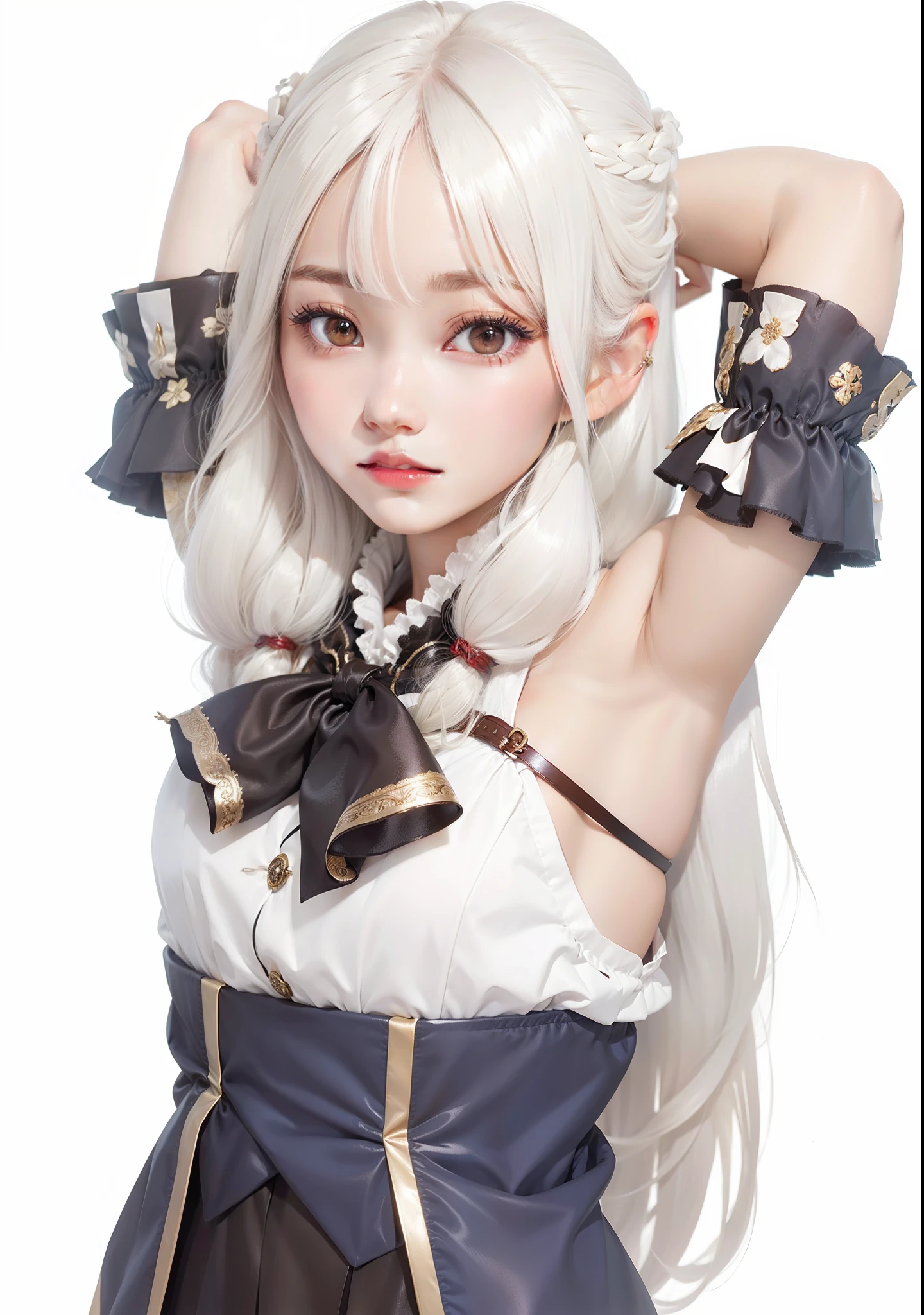 anime girl with white hair and red eyes sitting on a bed, characters from azur lane, from the azur lane videogame, azur lane style, fate grand order, ayaka genshin impact, anime style like fate/stay night, fine details. girls frontline, ayaka game genshin impact, from girls frontline, artoria pendragon