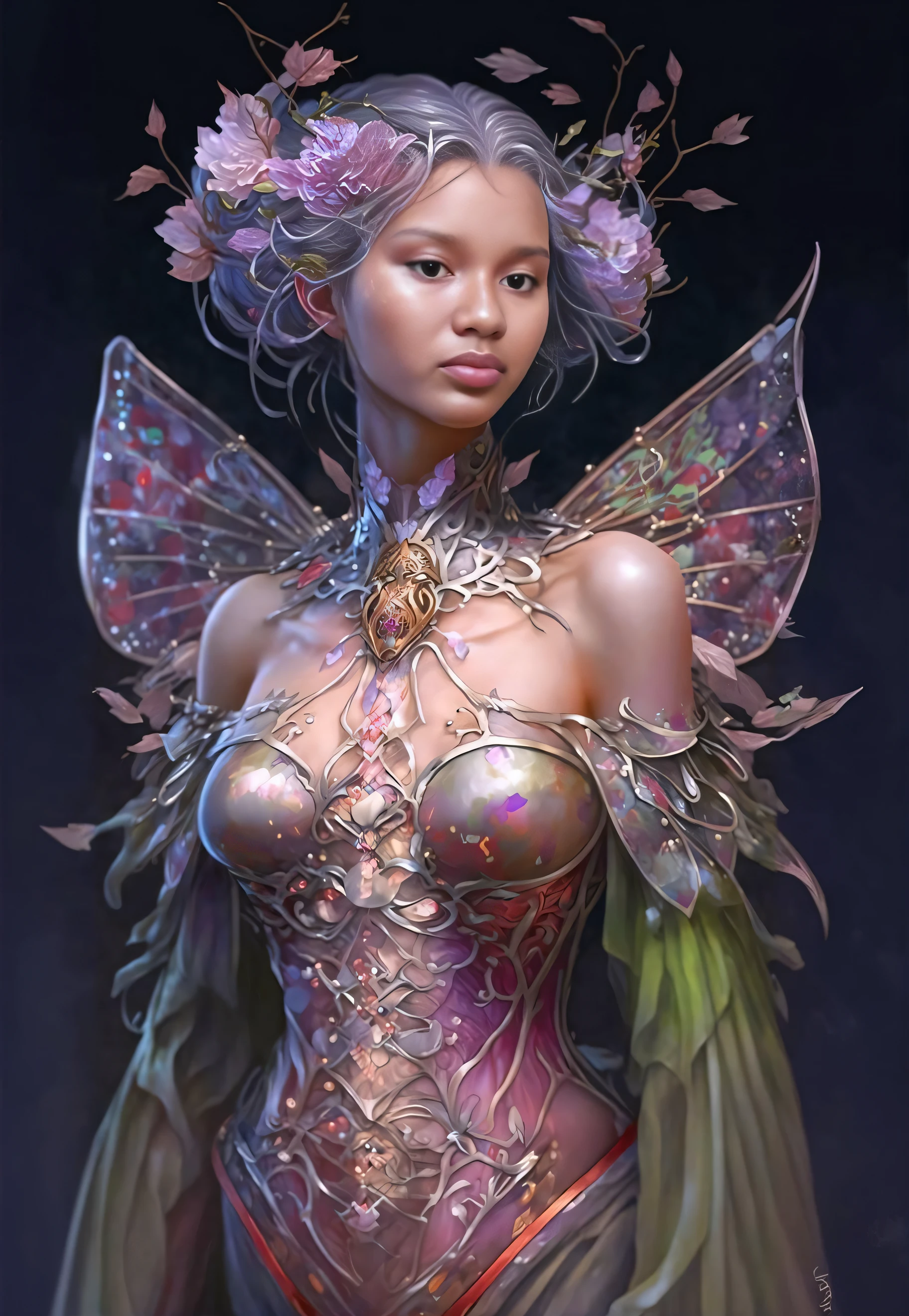 a woman with a wreath and wings on her head, personagem de fantasia hiperdetalhado, arte de fantasia digital ), arte de fantasia detalhada, arte fantasia behance, arte digital de fantasia detalhada, wlop intrincado, arte de fantasia digital, bela arte de fantasia, mulher da fantasia, arte estilo fantasia, Retrato de uma fada, estilo de arte de fantasia, amazing fantasy art, arte digital fantasia arte, arte digital de fantasia