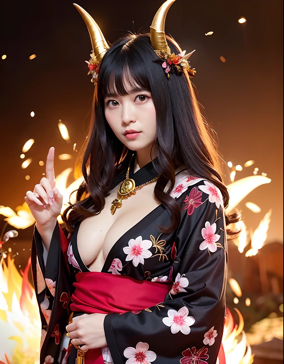 ((World of Darkness)),Professional , ​masterpiece、top-quality、photos realistic , depth of fields 、Dark Fantasy、（）、（shooting stars：0.9）、（nebulas：1.3）、A dark-haired、（White bikini armor)、（Mystical expression）、（The fox has five tails）（（Fight dragons））,(Wear a beautiful kimono),（Wear a beautiful kimono with colorful floral patterns）、Jewel Gold Weapon、Particles of light),（Has a devil's mask）、Gorgeous gold weapons ,（（ Gorgeous Dragon Sword）） , （Fox Mask）,,（maikurobikini） 、（（Black Haired Beautiful Girl））、（Castle background）、（demonic wings）、（（Gangle's forest background））、Beautiful Caucasian beauty、１a person、dynamic ungle,(((Two devil's horns on the head)))、Smaller head、Idle Smile、Thin and beautiful female hands、Mystical expression、Light Effects、intense fighting、Wind-effect、magic circles、With the legendary magic wand、Dragon's tail、