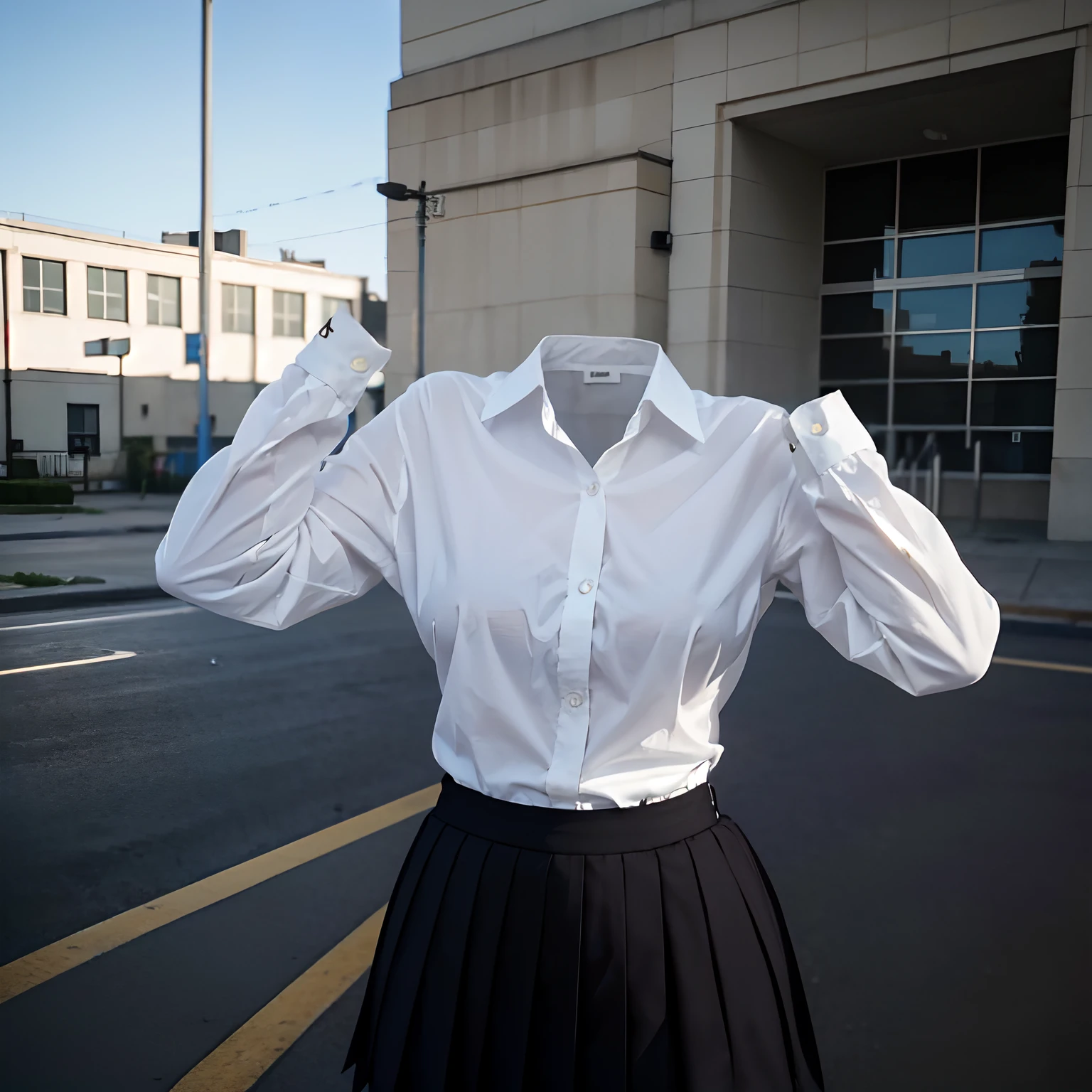 (girls' school blouses on hanger swells as if worn by invisible girl:1.7),((invisible, no humans:1.7, headless:1.7, handless, legless)), (big breasts:1.8),arms up,
(8k, RAW photo, best quality, masterpiece:1.4), (realistic, photo-realistic:1.5),photon mapping, radiosity, ((Hasselblad photography)),physically-based rendering,