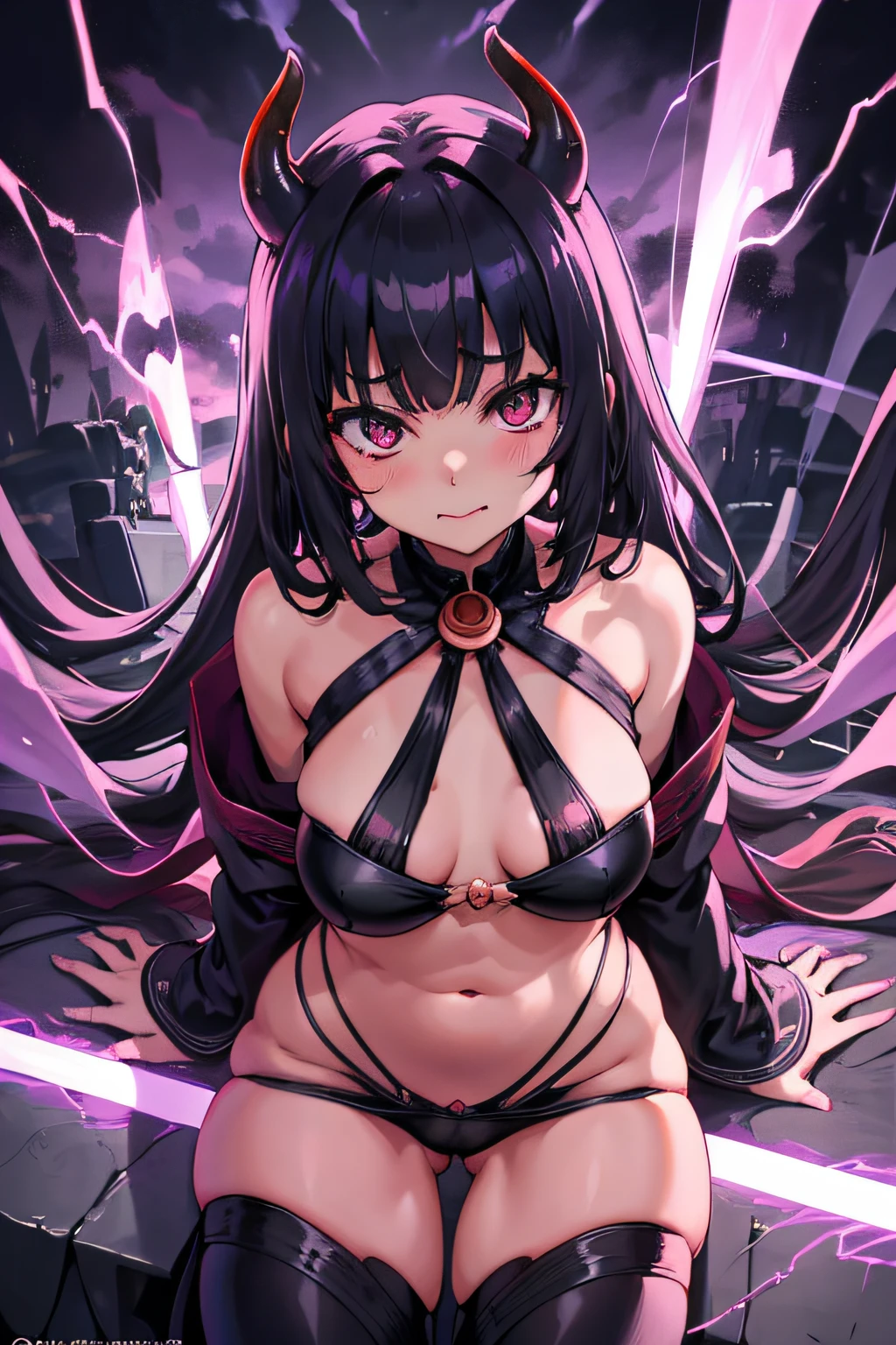 nsfw, {{{8k wallpaper}}, {{{{{1 little thunder god oni girl}}}},{{2d flat illustration}}, {{{{{{{anime}}}}}}, {{{style of yuruyuri}}}, {{{{{kawaii}}}}}, {{{{{surrounded by extremely detailed lightning}}}}},{{{{{girl surrounded by extremely detailed black purple thundercloud, above extremely detailed black thundercloud}}}}},{{{{oni horns}}}}},{{{{{scenery}}}}}, {{{eyebrows}}},{{{{extremely detailed black_purple thundercloud background}}}},{{backlighting}}, {{{{{evil smile}}}}}},{{{{{very long hair}}}}, {{{black hair}}}},{{{ blunt bangs}}},{{{little breasts}}},{{{{black_kimono}}}},{{{{{steam}}}}}}},{{{tsurime}}},{{{{Jitome}}}}, {{{game cg}}}, {{{{{{{steaming body}}}}}}}, {{{{{{girl sitting on black thundercloud, severe thunderstorm}}}}}},{{{{yandere}}} , {electricity}, {{{looking at viewer}}}, {{{sex}}}, {{{pov}}},penis, hetero, pussy, {{{{cowgirl position}}}}}, {{{{girl_on_top}}}}}, {{vaginal}},{{{pussy juice}}},{{{{{from below}}}}}, {{{{straddling}}}},shuten_douji, {{{ dynamic angle}}}, {{{darkness}}}