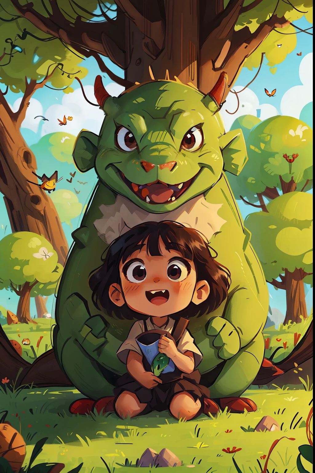 little girl Reiko , happiness , from anime: A 5,000 year old herbivorous dragon is being unjustly evil