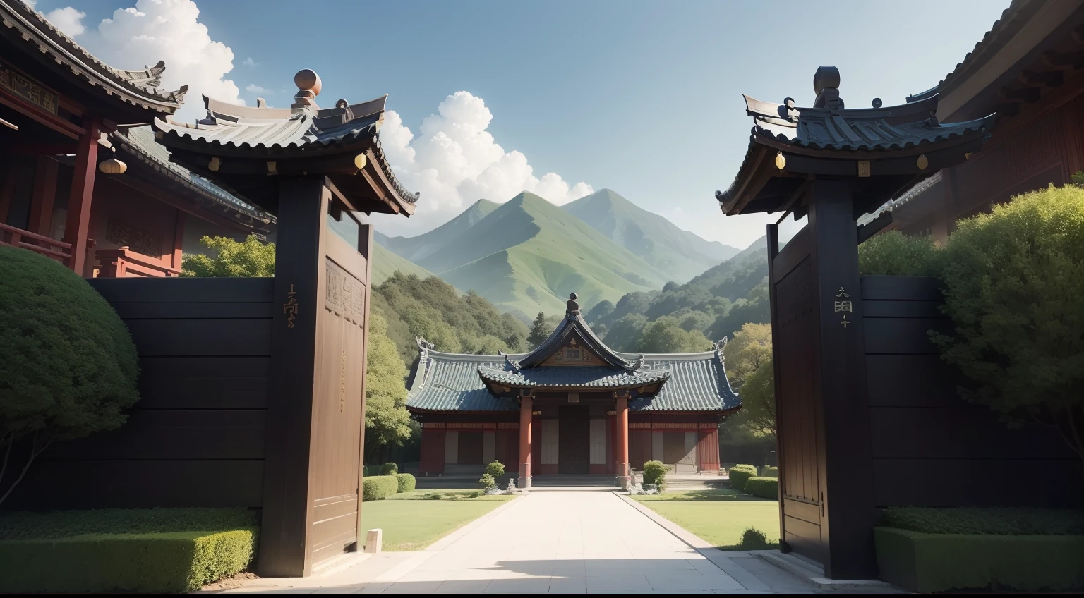 military、landscapes、Chinese-style gate、Monzen Square、blue open sky、I am the whole of me、Pray for the opening of the gate for the fulfillment of the will to be harmonized with the rebellion、Beginning and ending with 禮、No better strategy than ambition and gratitude、No talent beats the continuation of passion、Fulfilling the will of harmony with reverence to the whole world
