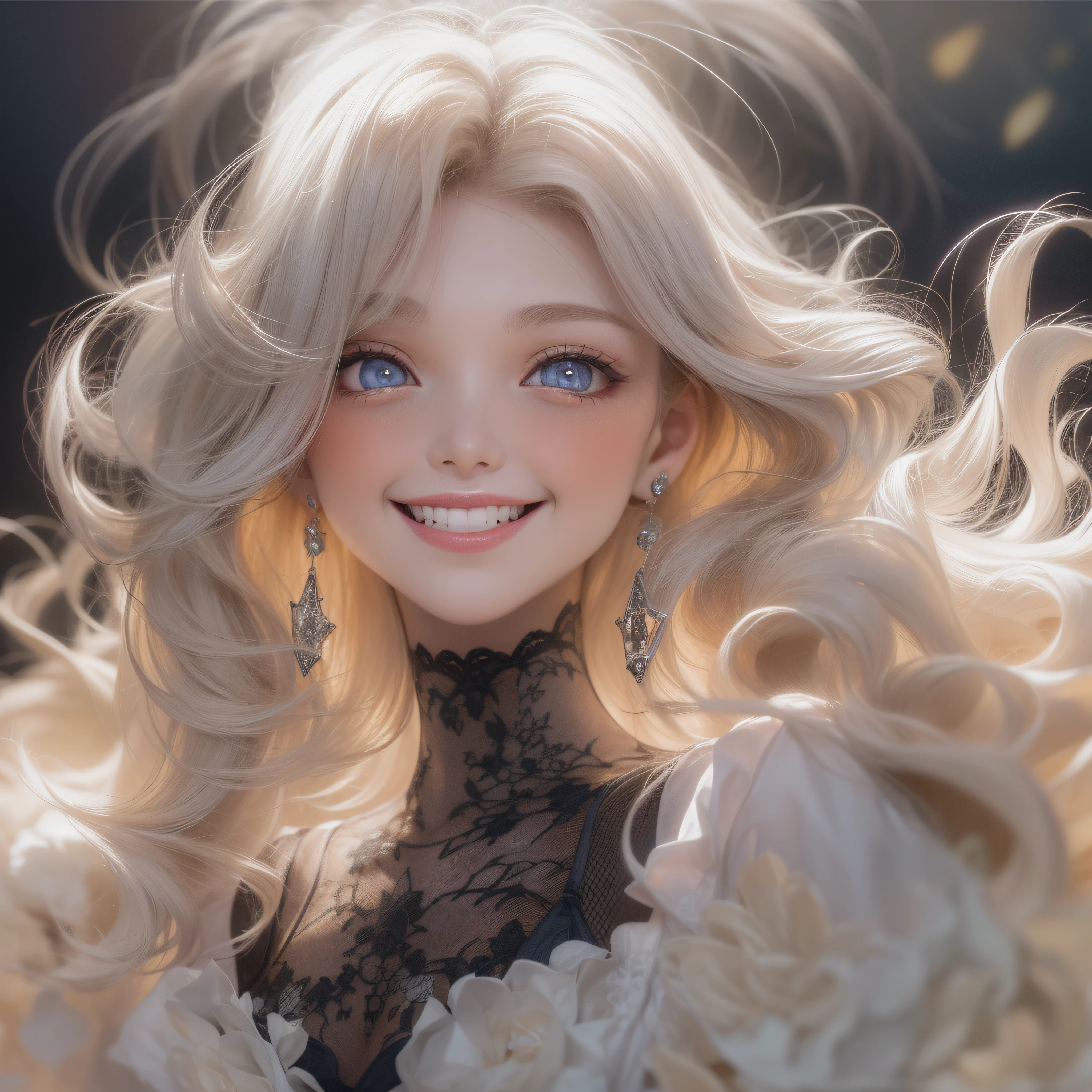 Close up of a smile with the corners of the mouth raised、Smiling Barbie doll、Gothic Girl、Gothic costume、Cosplay、(realisitic、hight resolution)、(1 girl in)、Gothic Girl、Do-Up Eye、Korean Girl、(Best Quality), (masutepiece), (1girl in), Solo, a beauty girl, Perfect face, dreamlikeart、Highly detailed airbrush art((Surreal))、Volumetric lighting、(top-quality)、The ultra-detailliert、(The composition of the movement:1.4)、Highly detailed colorful details、(Bright lighting)、dynamic compositions、Ray traching、The mirror reflects light、Shallow depth of field、ultra-detailliert、mixing  exposure、nffsw、Her eyes are glowing pink、Her gothic face is full of anticipation and courage、A smile appears on the lips of a girl in the Gothic style。 At the rear、The sun is slowly tilting to the west。Its light brings Gothic light to the surface of the sea、The swaying waves create a beautiful scene。Her eyes are clearly glowing pink。A lot of Gothic