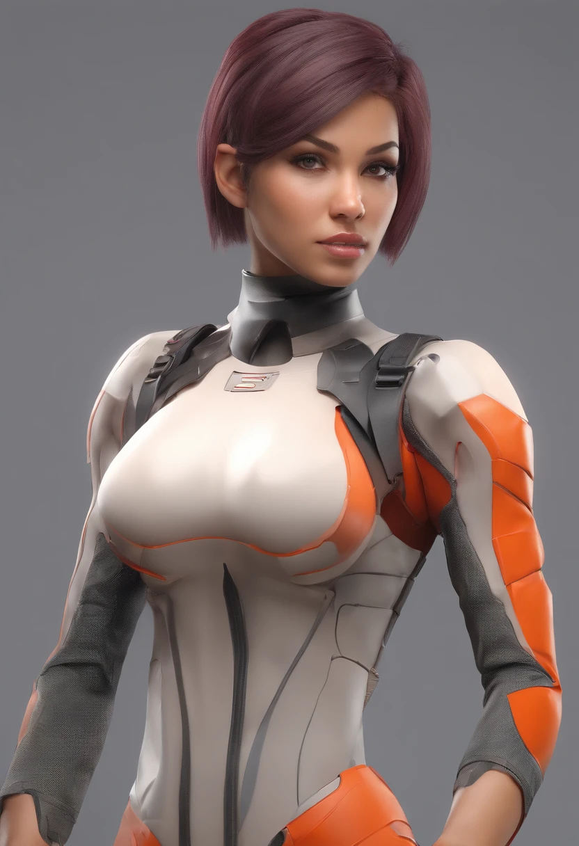 Cyberpunk Edgerunners, 1girl, Lucy (Cyberpunk), bareshoulders, olhos azuis, seios, collant, Olhando para o Viewer, medium breasts, jaqueta fora do ombro, fora do ombro, delineador vermelho, short hair, sleeveless turtleneck, sozinho, gola alta, cabelos brancos, ((master part)) (best quality, master part)